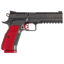 Dan Wesson 92013 DWX 9mm Luger 10+1 4.95" Black Match Grade Barrel, Black DLC Optics Ready Serrated Steel Slide, Black Aluminum Frame w/Beavertail & Picatinny Rail, Red Textured Aluminum Grip