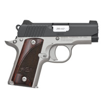 Kimber Mfg.,inc 3300206 Micro Two-Tone NS 380 ACP 7+1 2.75" Matte Black Stainless Steel Slide Brush Polished Checkered Rosewood Grip