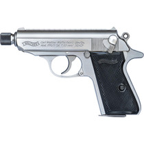 Walther Arms 4796044 PPK/S Carry Frame 32 ACP 7+1 3.30" Stainless Steel Threaded Barrel, Stainless Serrated Steel Slide, Stainless Aluminum Frame w/Beavertail, Textured Polymer Grip