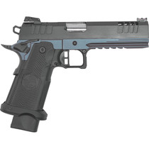 Great Lakes Firearms GL1911DS9FSSBLU 1911 DS Synergy 9mm Luger 20+1 5" Optic Cut/Serrated Cerakote Black Molded Grip Blue Titanium Frame