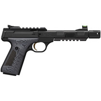 Browning 051598490 Buck Mark Contour Pro 22 LR 10+1 4.40" Black Threaded w/Compensator Barrel, Matte Black Picatinny Rail Receiver, Matte Black Aluminum Frame w/Picatinny Rail, Black/Gray G10 Grip