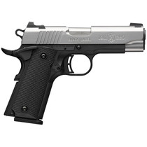 Browning 051119492 1911 Black Label Compact 380 ACP 8+1 3.63" Stainless Steel Barrel, Satin Stainless Steel Serrated Slide, Matte Black Polymer Frame, Black Polymer Grip
