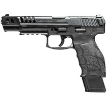 HK 81000935 VP9 Match 9mm Luger 15+1 5.51" Polygonal Rifled Barrel, Black Optic Ready/Serrated w/Ports Slide & Frame w/Picatinny Rail, Black Finger Grooved Polymer Grips, Ambidextrous