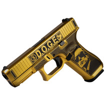 Glock PA455S204NDGE G45 Gen5 9mm Luger 17+1 4.02" Black GMB Barrel, Glamour Glock Gold Cerakote Serrated Steel Slide w/D.O.G.E., Glamour Glock Gold Cerakote Polymer Frame w/Trump & Elon