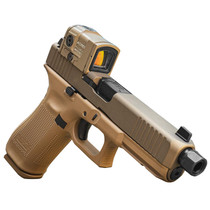 Glock UA175S204N17FDE G17 Gen5 Full Size Frame 9mm Luger 17+1 4.49" Black Threaded Barrel, Steel Flat Dark Earth Cerakote Polymer Frame w/Picatinny Rail, Aimpoint Acro Red Dot, Ambidextrous