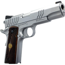 Dickinson LLC DKSN9S 1911 Adam S Commander Frame SAO 9mm Luger 9+1 4.25" Stainless Button Rifled Barrel, Stainless Steel S Serrations Slide, Stainless Steel Frame, Wood Grip