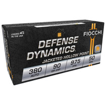 Fiocchi 380APHP Defense Dynamics 380ACP 90gr Jacketed Hollow Point 50 Per Box/20 Case