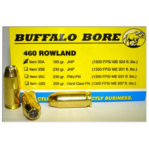 Buffalo Bore Ammunition 35A20 Personal Defense Strictly Business 460Rowland 185gr Jacket Hollow Point 20 Per Box/12 Case