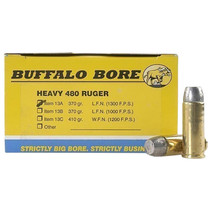 Buffalo Bore Ammunition 13A20 Heavy Strictly Business 480Ruger 370gr Lead Flat Nose 20 Per Box/12 Case