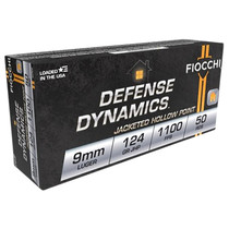 Fiocchi 9APBHP Defense Dynamics 9mmLuger 124gr Jacketed Hollow Point 50 Per Box/20 Case *Worn