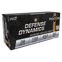 Fiocchi 38B Defense Dynamics 38Special 158gr Jacketed Hollow Point 50 Per Box/20 Case