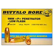Buffalo Bore Ammunition 24F20 Penetrator Strictly Business 9mmLuger +P+ 124gr Full Metal Jacket Flat Nose 20 Per Box/12 Case