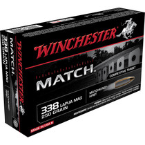Winchester Ammo S338LM Match 338LapuaMag 250gr Sierra MatchKing BTHP 20 Per Box/10 Case