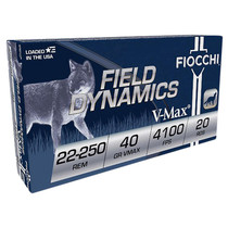 Fiocchi 22250HVB Field Dynamics 22-250Rem 40gr Hornady V Max 20 Per Box/10 Case