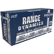 Fiocchi 357GCMJ Range Dynamics 357Mag 158gr Copper Metal Jacket Flat Point 50 Per Box/20 Case