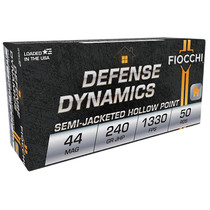Fiocchi 44D500 Defense Dynamics 44RemMag 240gr Jacketed Hollow Point 50 Per Box/10 Case