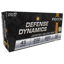 Fiocchi 45B500 Defense Dynamics 45ACP 200gr Jacketed Hollow Point 50 Per Box/10 Case
