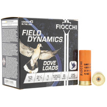 Fiocchi 12GT8 Field Dynamics Dove & Quail 12Gauge 2.75" 1oz 8Shot 25 Per Box/10 Case