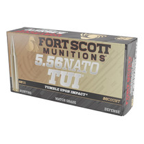 Fort Scott Munitions 556062SBV1 Tumble Upon Impact (TUI) 5.56x45mmNATO 62gr Solid Brass Spun 20 Per Box/25 Case