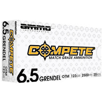 Ammo Inc 65GR123BTHPA20 Compete 6.5Grendel 123gr Open Tip Match 20 Per Box/10 Case