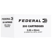 Federal FC556F200 5.56NATO 55gr Full Metal Jacket 200 Per Box/5 Case