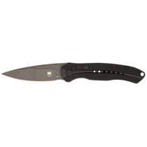 CobraTec Knives BLKDIABLOAUTO Diablo 3.50" Folding Black Stonewashed D2 Steel Blade, 4.75" Black Textured G10 Scales Handle