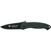 Smith & Wesson Knives SWATMBCP S.W.A.T. 3.20" Folding Plain Black 4034 SS Blade Black Aluminum Handle Includes Pocket Clip