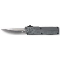 CobraTec Knives GYCTLWDNS Lightweight 3.25" OTF Drop Point Plain D2 Steel Blade/Gray Aluminum Handle Includes Pocket Clip