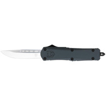 CobraTec Knives MGYFS3DNS FS-3 Medium 3" OTF Drop Point Plain D2 Steel Blade, 4.50" Gray Aluminum Alloy Handle