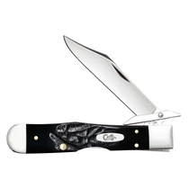 Case Cheetah Cub Lockback Folding Knife Rough Black Synthetic