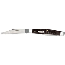 Case 00083 Pen Small 2"/1.47" Folding Clip/Pen Plain As-Ground Stainless Steel Blade Brown Jigged Synthetic Handle