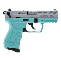 Walther PK380 .380ACP 3.66" Barrel SS Slide Angel Blue Frame 3-Dot Sights 8rd Mag