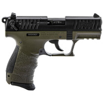 Walther P22 QD 22LR 3.42" OD Green Interchangeable Backstrap Grip and Frame Black Slide 10rd