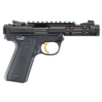 Ruger Mark IV Lite 22/45 22LR 4.4" Gold Finished Threaded Barrel Polymer Frame Black Finish Checkered Grips 10Rd Mag