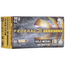 Federal 719 Premium Gold Medal 22 Long Rifle LR 40 GR Lead Round Nose LDRN 50 Box