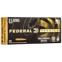 Federal GM65GDLBH130 Premium Gold Medal 6.5mm Grendel 130 GR Berger Boat Tail Hollow Point BTHP 20 Box