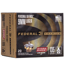 Federal PD9HS5H Premium Personal Defense Low Recoil 9mm Luger 135 GR HydraShok Jacketed Hollow Point 20 Box