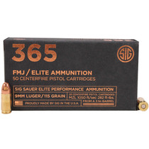 Sig Sauer E9MMB136550 Elite Ball 9mm Luger 115 GR Full Metal Jacket FMJ 50 Box