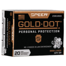 Speer Ammo 23618GD Gold Dot Personal Protection 9mm Luger 124 GR Hollow Point HP 20 Box