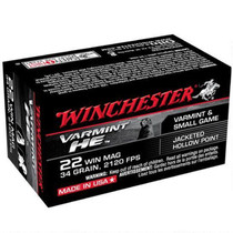 Winchester Ammo S22WM Varmint HE 22 Mag 34 gr Jacketed Hollow Point (JHP) 50 Bx/ 40 Cs