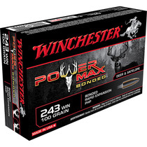 Winchester Ammo X2432BP Power Max Bonded 243 Win 100 gr Protected Hollow Point 20 Bx/ 10 Cs