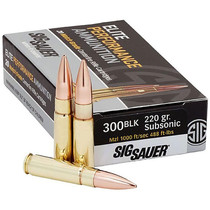 Sig Sauer E300A2-20 Elite Performance 300 AAC Blackout Subsonic 220 Grain Open Tip Match 20 Rounds