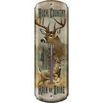 River's Edge Nostalgic "Buck Country" Thermometer Tin 5"x17" 1358