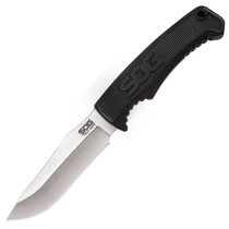 SOG Field Knife FB Knife 4" Clip Point 7CR17MOV SS Blade TPR Handle Black