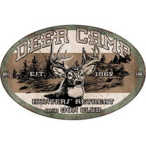 River's Edge Products "Deer Camp" Tin Sign 12 x 17 Inches 1535