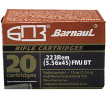 Barnaul .223 Remington 55GR Bi-Metal Jacket FMJ with Polycoated Steel Case 20 Rounds