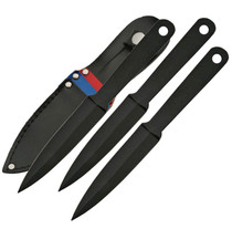 SZCO 4.5" Black 3-Pc. Little Arrow Mini Throwing Knife Set W/ Leather Sheath