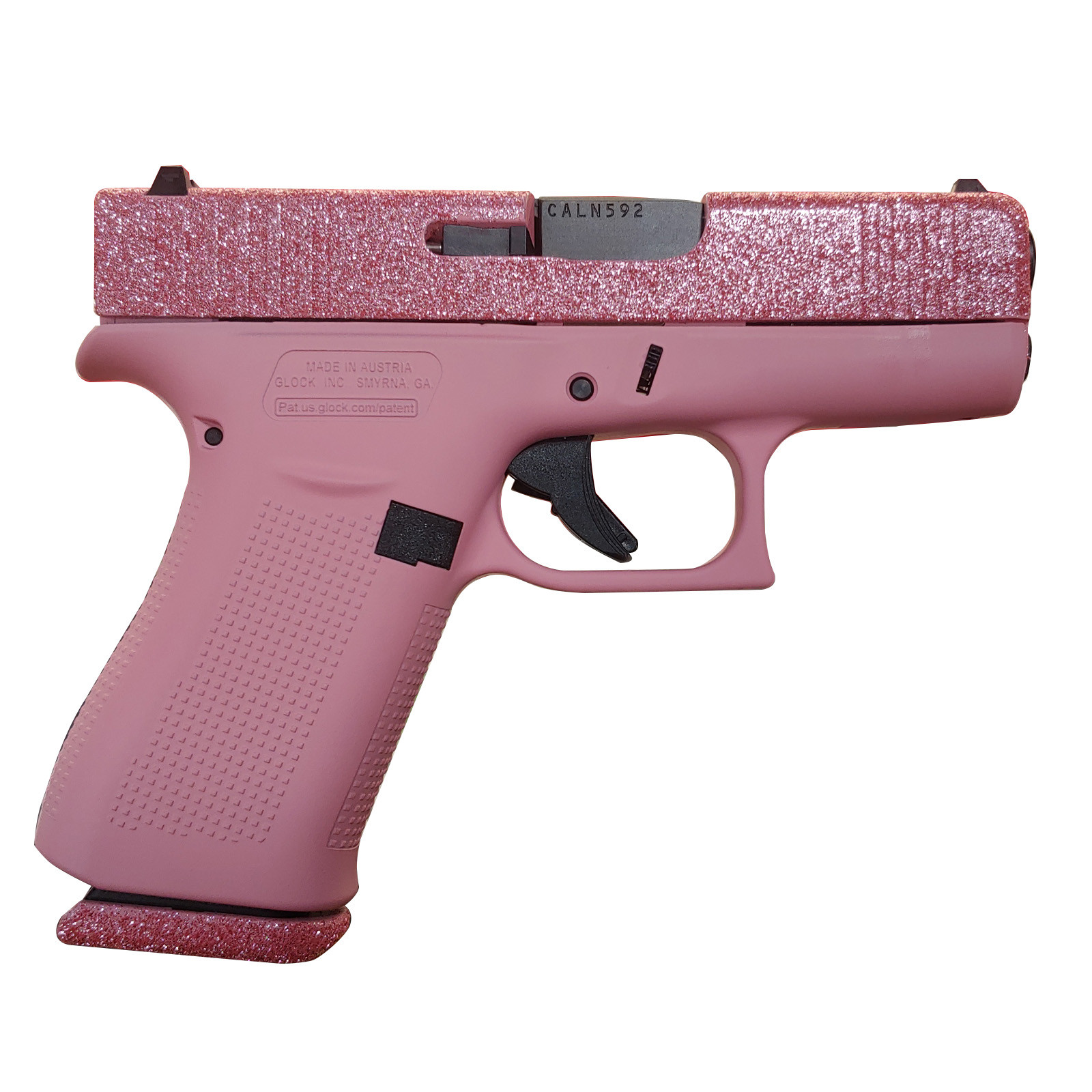 Glock 43X "Bubble Gum Glitter" 9MM 3.4" Barrel 10Rnd Fin Feather Fur