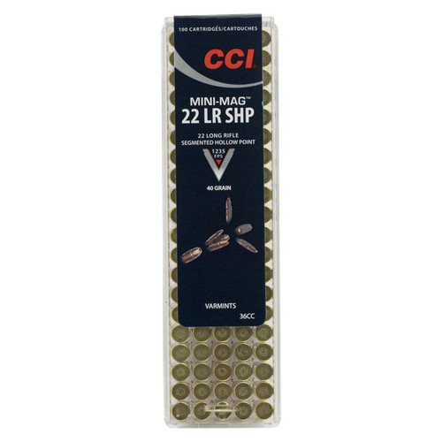 CCI 36CC: CCI Mini Mag .22 LR 40gr Segmented Ammo 100 Rounds