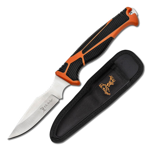 Elk Ridge Trek Fixed Blade Knife (Clamshell) Black/Orange 4"